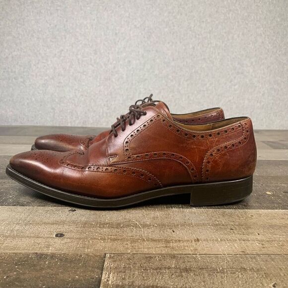 Magnanni Men’s Size 10.5 Tormo Wingtip Dress Shoes Brown Leather Embossed main image 8